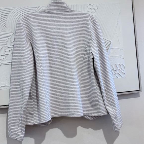 Tommy Hilfiger Women's Gray White Stripe SZ L Open Front Military Band Jacket - Picture 11 of 16